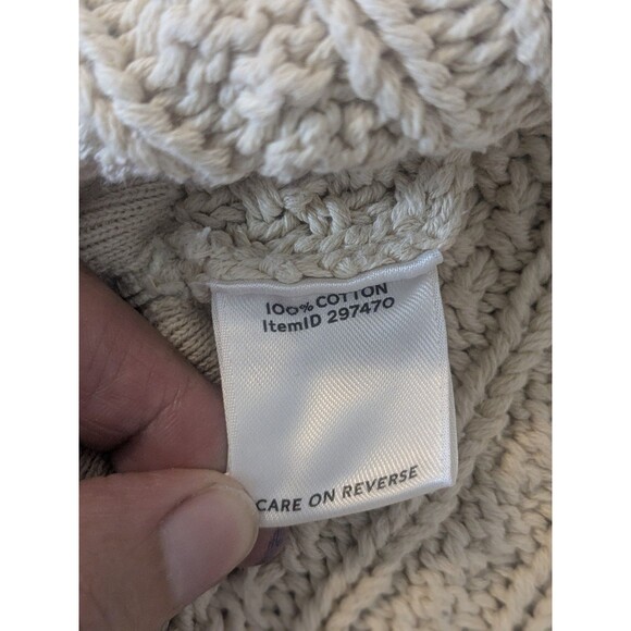 LL Bean Signature Ivory Fisherman Cable Knit Sweater Cotton Size Womens XS - Picture 5 of 10